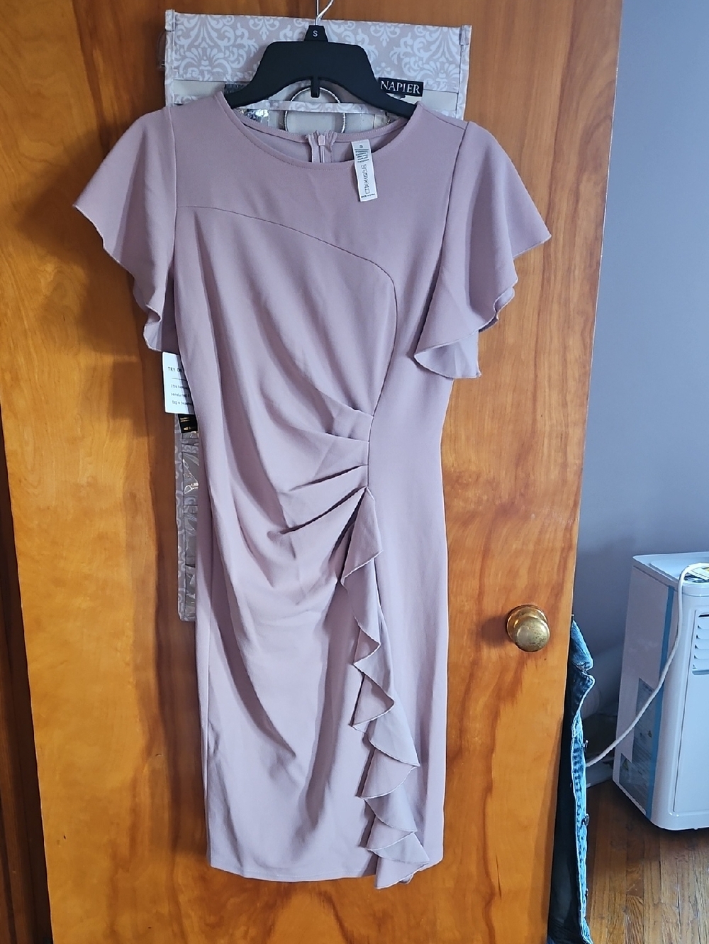 Elegant Lavender Ruffle-Front Women's Dress